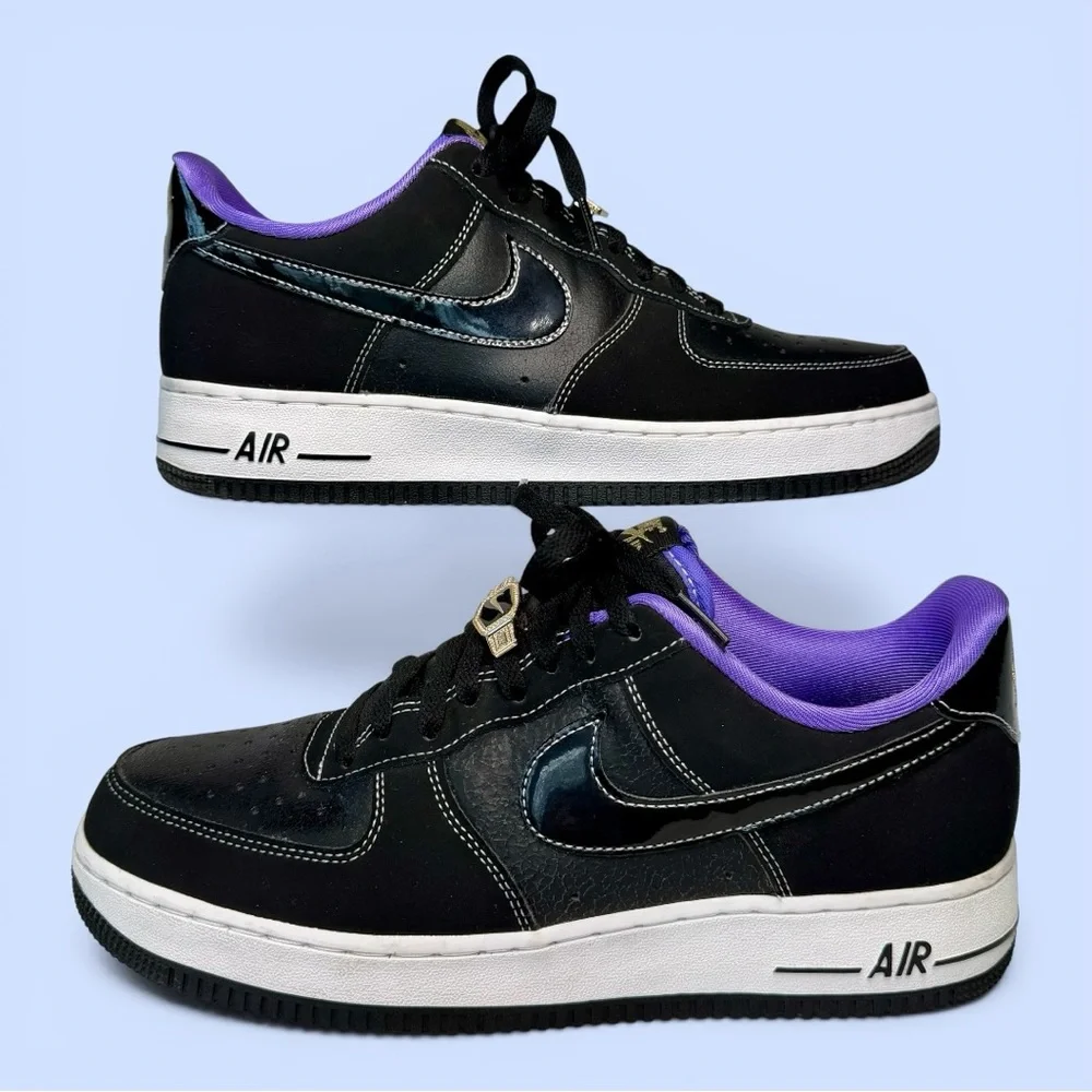 Nike Air Force 1 Low '07 LV8 World Champ Lakers M Sz 10, W Sz 11.5‎ Black Purple